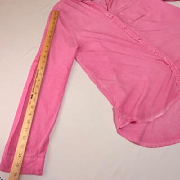 Velvet Heart Hot Pink Button Down Long Sleeve Blouse Shirt Size Large - Picture 7 of 11